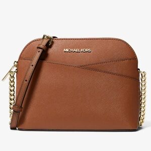 Michael Kors Jet Set Travel Medium Dome Crossbody Bag Purse Luggage Brown NWT